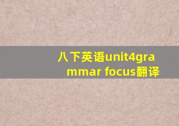 八下英语unit4grammar focus翻译